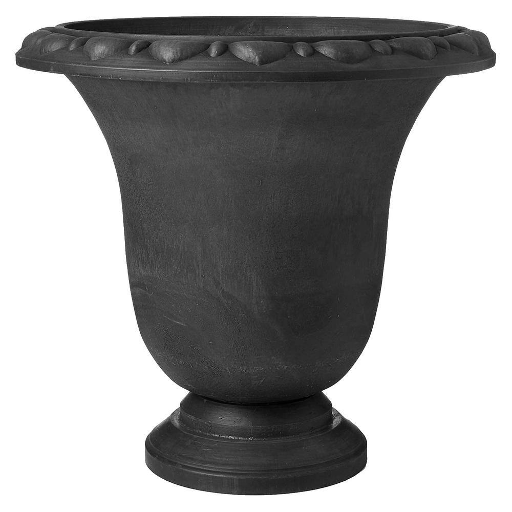 Large Black Recycled Plastic and Stone Urn Planter