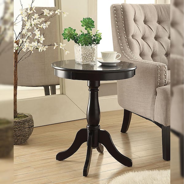 Acme Furniture Alger 18 in. Black Round Wood End Table with