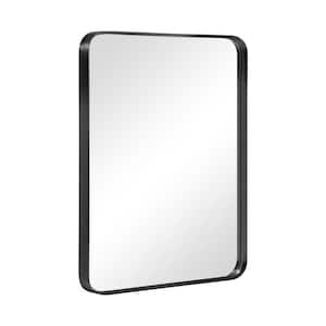 32 in. W x 22 in. H Rectangle Alloy Aluminium Frame Black Modern Wall Mirror