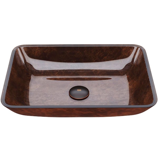 VIGO Donatello Artistic Rubywood Glass 18 in. L x 13 in. W x 4 in