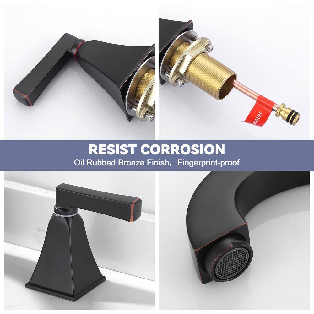 Oil Rubbed Bronze 8-Inch Widespread Double Handle Bathroom Faucet