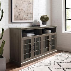 58 in. Slate Gray Wood TV Stand Fits TVs Up to 64 in. with Storage Doors