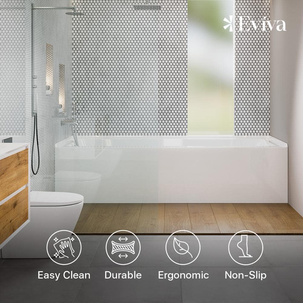 Nova 60'' White Acrylic Alcove Soaking Bathtub