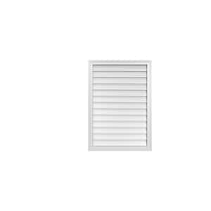 28 in. x 40 in. Vertical Surface Mount PVC Gable Vent: Decorative with Brickmould Frame