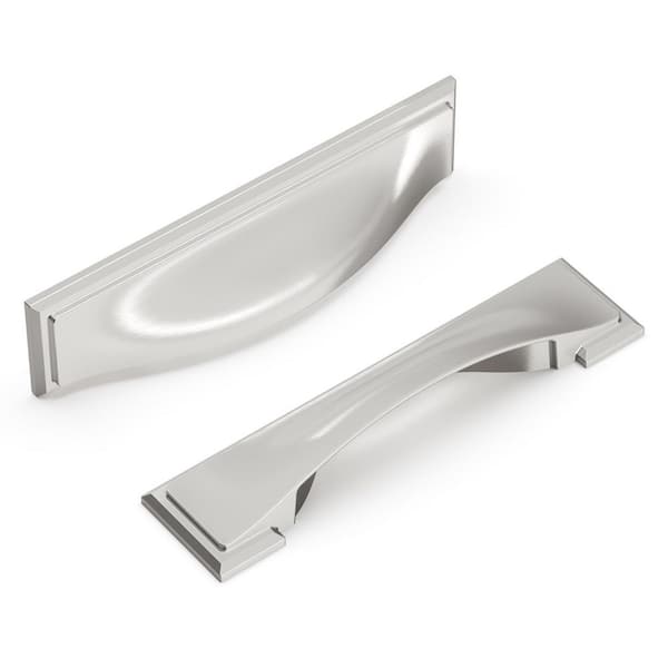 HICKORY HARDWARE Dover 3 in., 3-3/4 in. (96 mm) and 5-1/16 in. (128 mm) Satin Nickel Cup Pull (5-Pack)