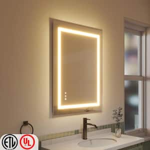 Classic 24 in. W x 36 in. H Rectangular Frameless Anti-Fog LED Light Wall Bathroom Vanity Mirror Front Light