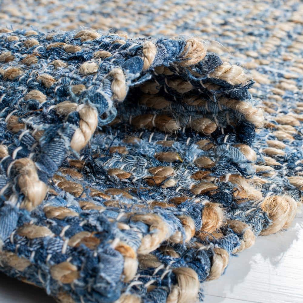 Cape Cod Blue and Natural Handmade Jute Area Rug