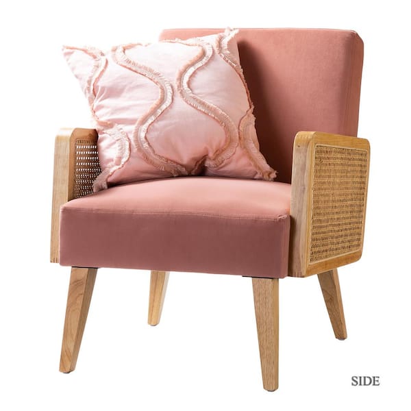 JAYDEN CREATION Delphine Blush Fabric Arm Chair (Set of 1)