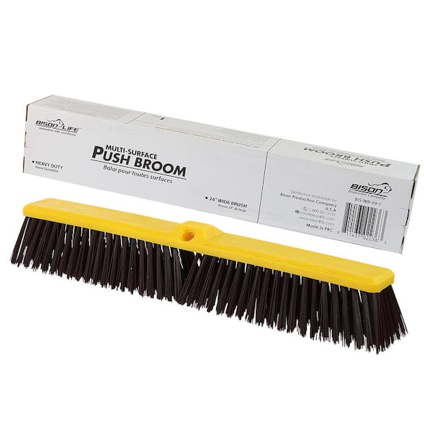 Bison Life Multi Surface Push Broom-Coarse Polypropylene and Polystyrene Hard Floor Surface Cleaner Broom