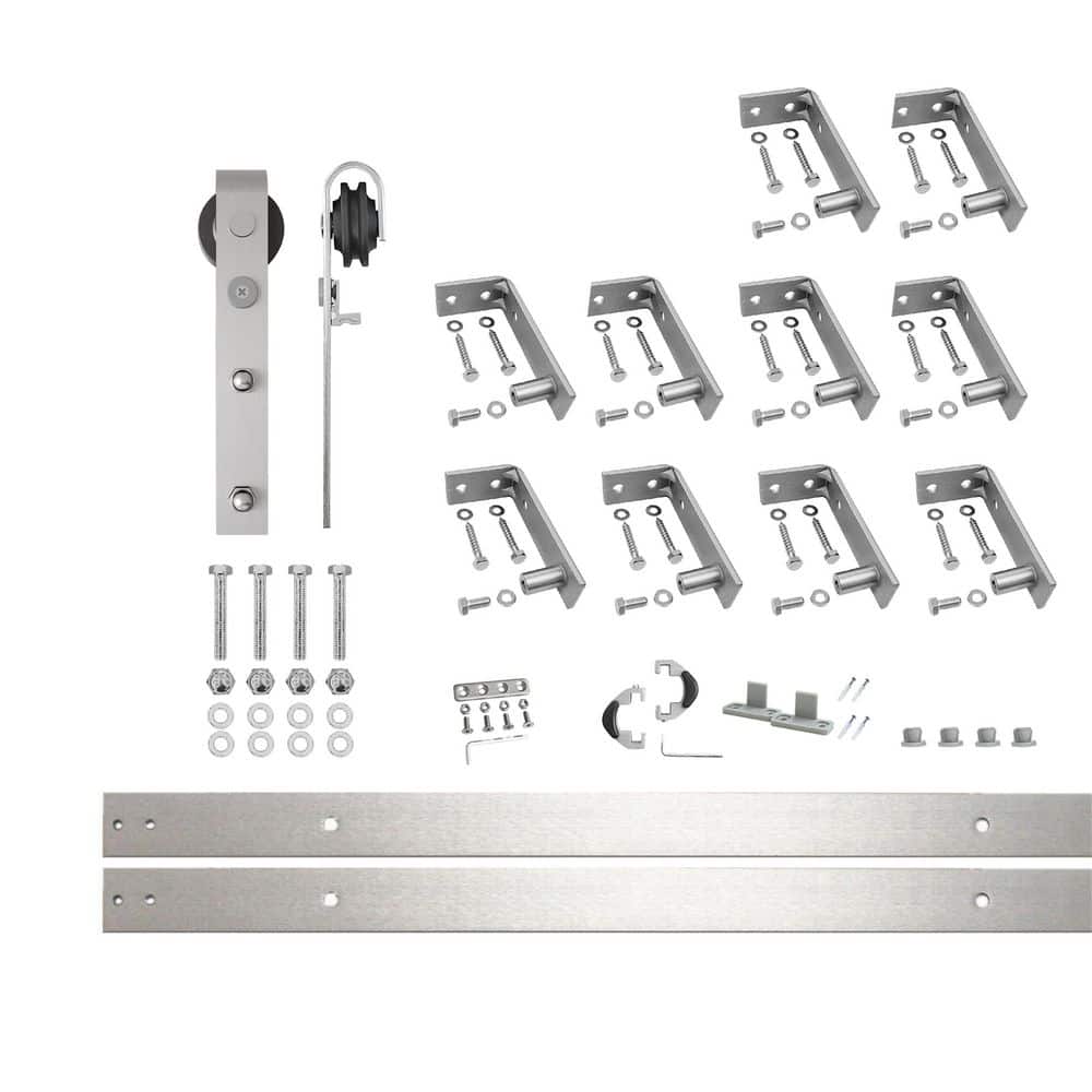 12 ft. /144 in. Brushed Nickel Ceiling Mount Non-Bypass Sliding Barn Door Track and Hardware Kit for Single Door price history on PriceWatchPro