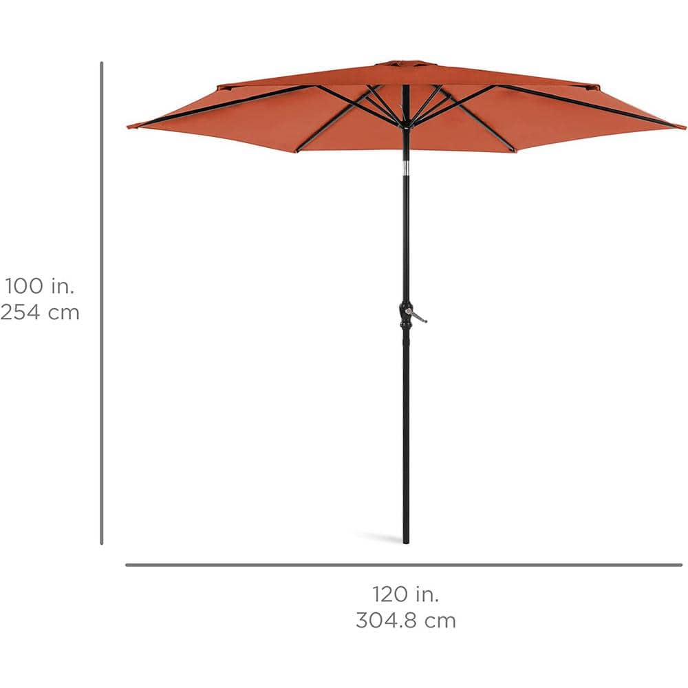 10ft Rust Hexagon Outdoor Steel Patio Umbrella with Crank