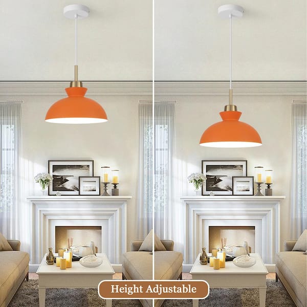 ADSENSTY 1-Light Simple Orange Single Dome Pendant Light with