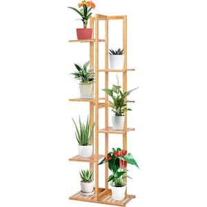 48.6 in. Tall Indoor/Outdoor Bamboo Wood 7 Potted Plant Stand (6-tiered)