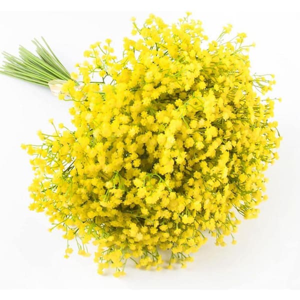 20.5 in. Yellow Indoor/Outdoor Artificial Gypsophila Flower, 15