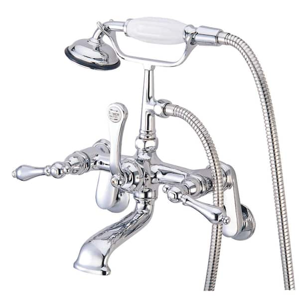 Kingston Brass Vintage Adjustable Center 3-Handle Claw Foot Tub Faucet with Handshower in Chrome
