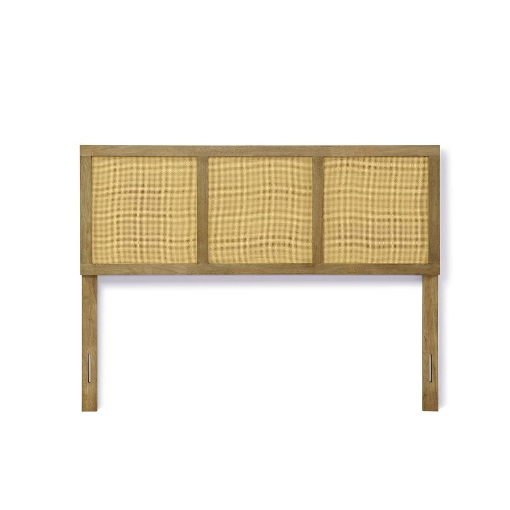 Natural Rubberwood and Rattan King Headboard
