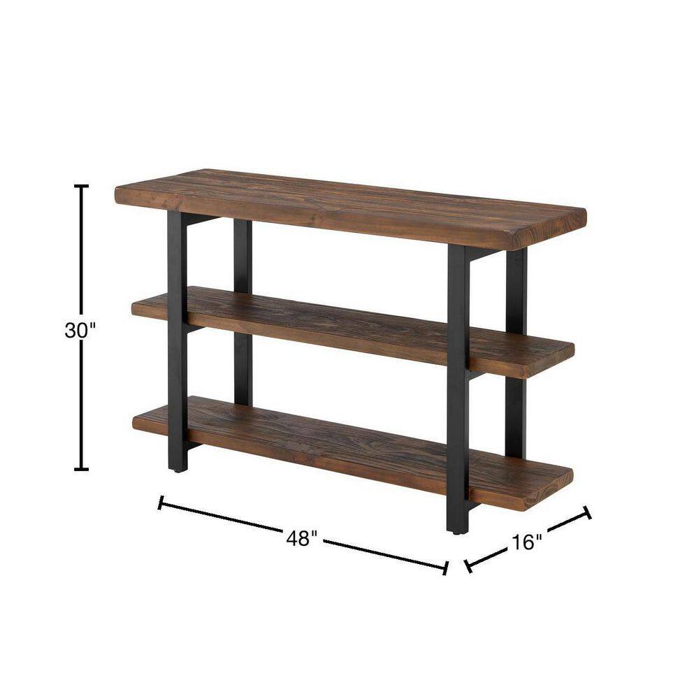 Rustic Natural 52" Wood and Metal Media Console with Storage
