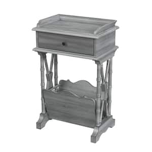 Cummings 15 in. Gray Rectangle Wood End Table with Storage