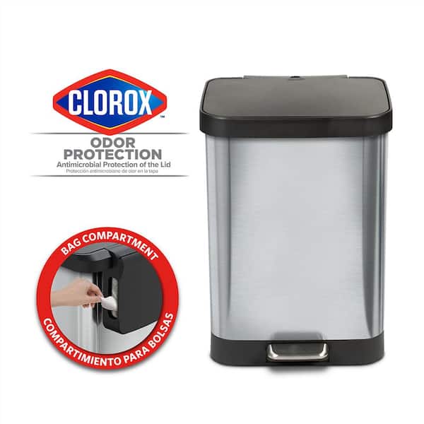 Glad 20 Gal. Black Step-On Plastic Trash Can with Clorox Odor Protection of  The Lid GLD-74230-1 - The Home Depot