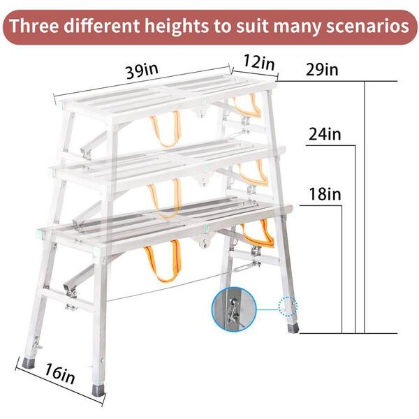Portable Folding Scaffolding Platform – Adjustable Height Work Bench 21.3"–27.5", 330 Lbs Capacity, Non-Slip Feet For DIY & Home Maintenance