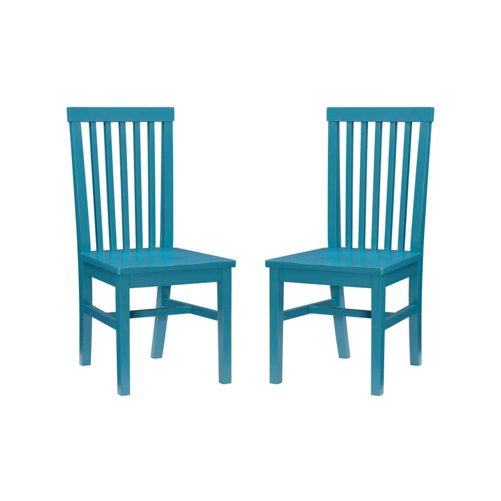 Linon Home Decor Alice Teal Wood Back and Seat Dining Chair (Set of 2 ...