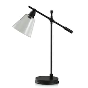 Black Table Lamp with Clear Glass Shade 25 in.