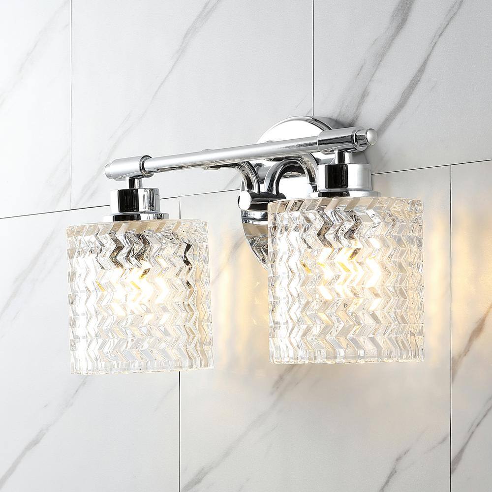 Elegant Chrome Cylinder 13" LED Vanity Wall Light with Dimmable Edison Bulbs
