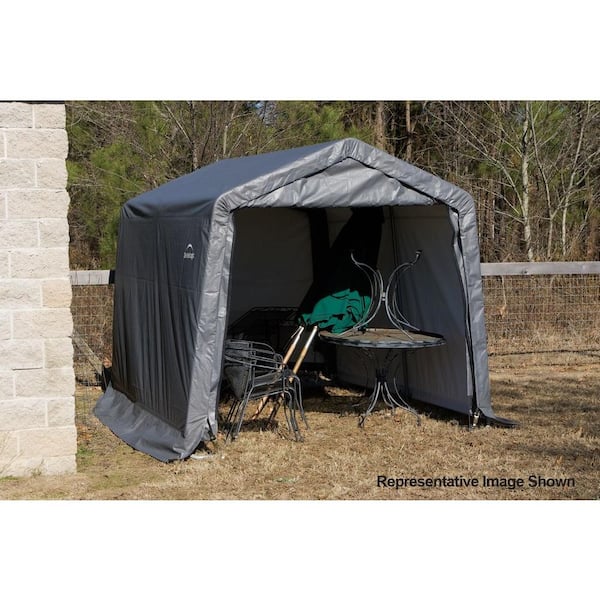 10 ft. W x 8 ft. D x 8 ft. H Steel and Polyethylene Garage without Floor in Grey with Patented Stabilizers