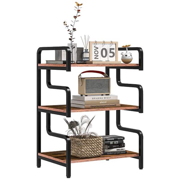 HOMCOM Printer Table Rustic Brown 30.3 in. Accent Cabinet Office Storage Cabinet with 3 Shelves and Adjustable Shelves