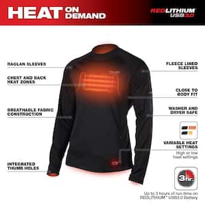 Men's Large Black Heated WORKSKIN USB Rechargeable Midweight Base Layer Shirt