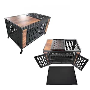 Dog Crate End Table with Cushion and Hooks, Pet Kennels, Doghouse for Indoors