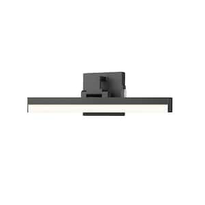 Liam 18 in. 2-Light Matte Black Integrated LED Vanity Light with Frosted Plastic Shade