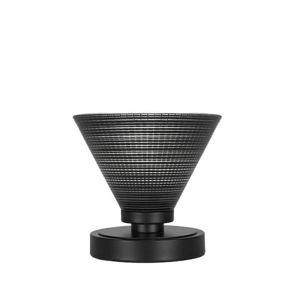 Unbranded Quincy 6.5 in. Matte Black Accent Lamp with Glass Shade