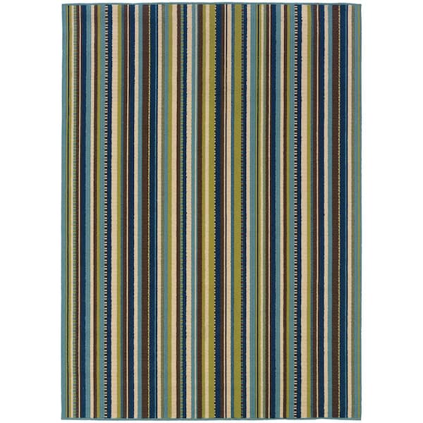 Strand Blue 8 ft. 6 in. x 13 ft. Indoor/Outdoor Area Rug