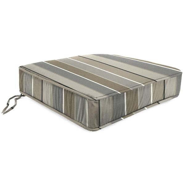 Jordan Manufacturing Sunbrella 22.5 in. x 21.5 in. Milano Charcoal Multicolor Stripe Rectangular Boxed Edge Outdoor Square Deep Seat Cushion