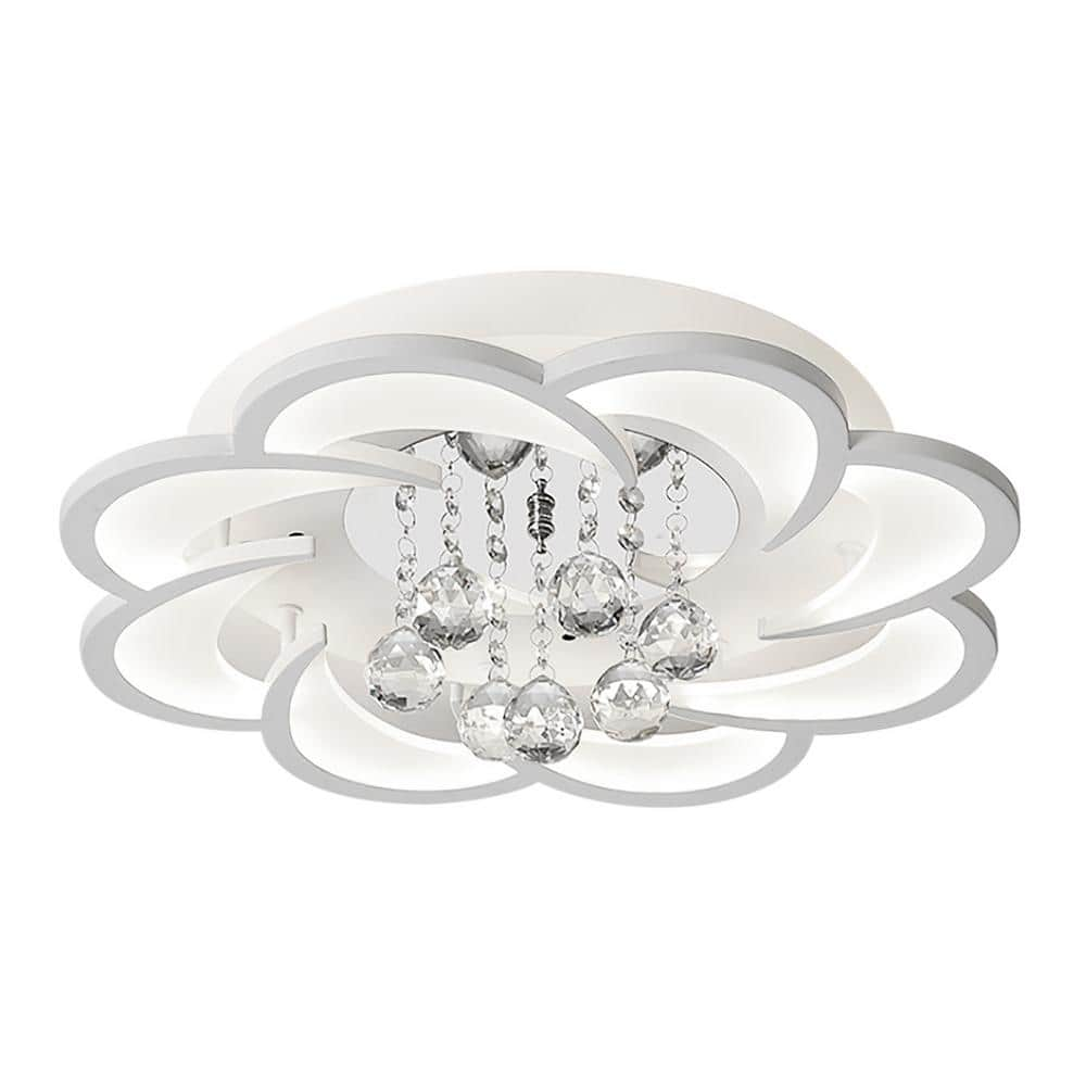 20.47 in. 1- Light White Modern Flower Shape LED Semi-Flush Mount Ceiling Light with Acrylic Shade (Cool Light) -  OUKANING, HG-HSLT-4849-US