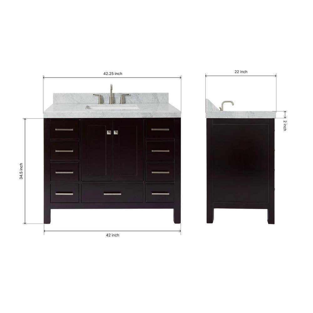 Espresso Wood Single Sink Bathroom Vanity with Carrara Marble Top