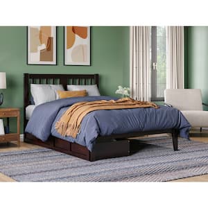 Tahoe Espresso Full Solid Wood Storage Platform Bed with 2-Drawers