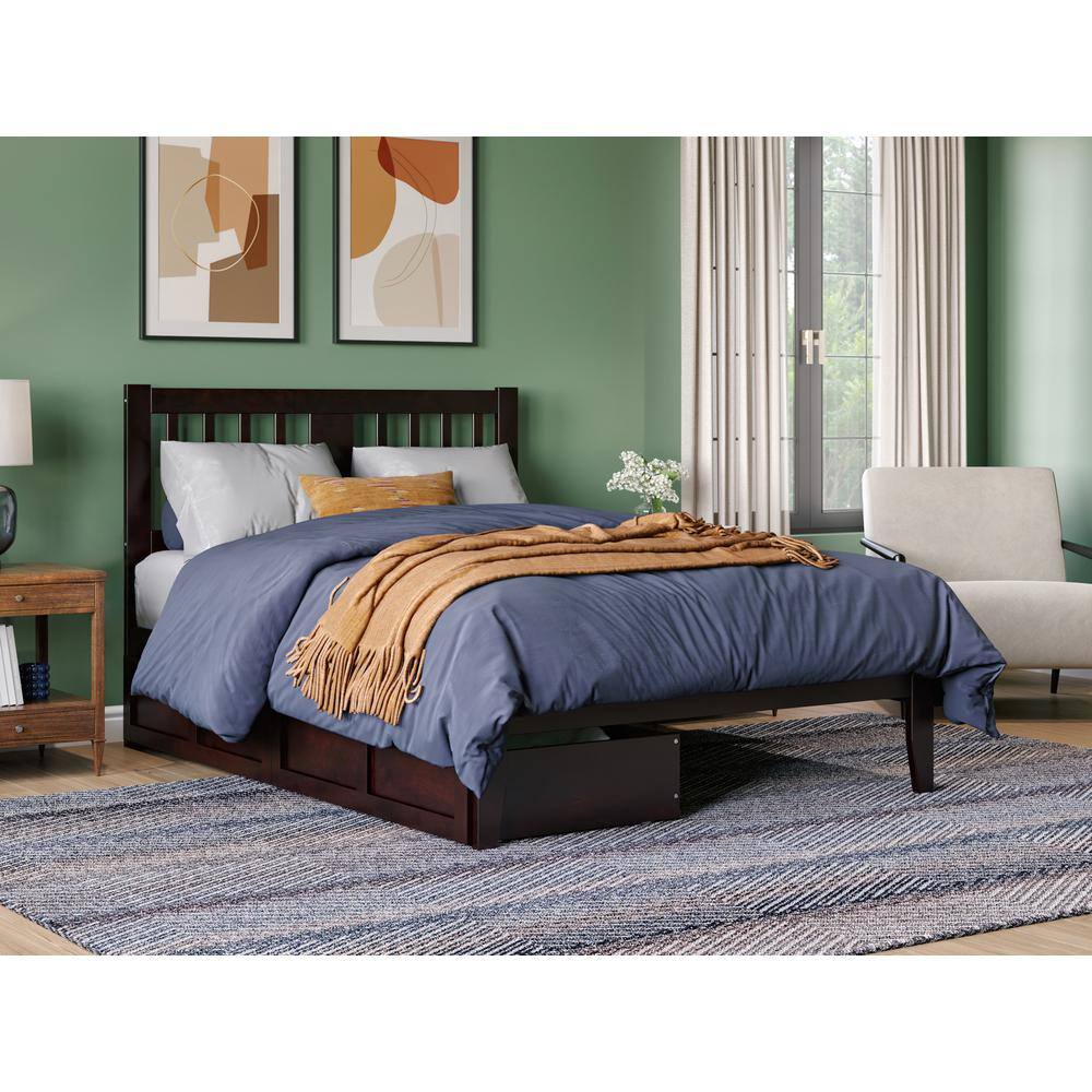 AFI Tahoe Espresso Full Solid Wood Storage Platform Bed with 2-Drawers ...