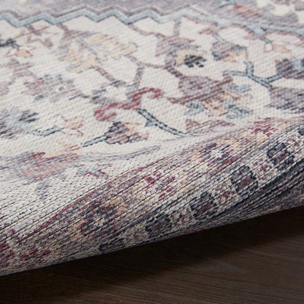 Nicole Curtis Grey 4' x 6' Machine Washable Vintage Medallion Area Rug