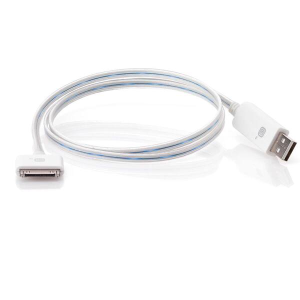 CE TECH 3 ft. USB to 30-Pin Lighted Charging Cable -White
