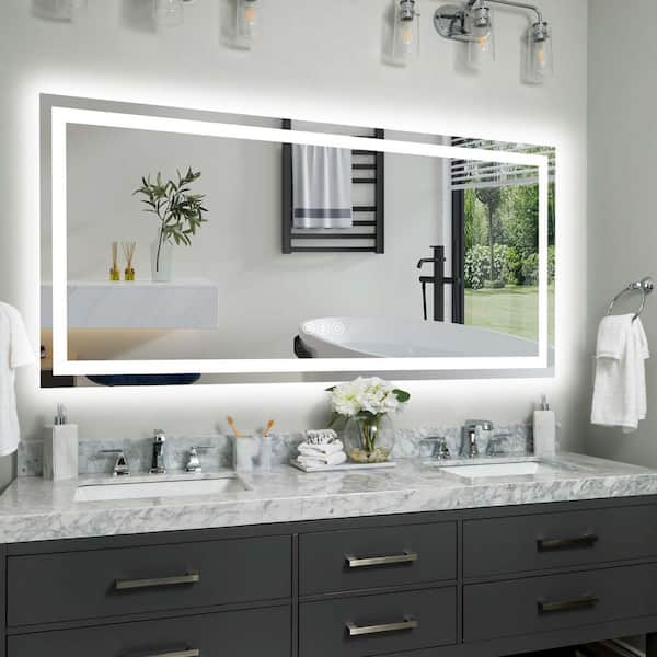 60 in. W x 28 in. H LED Lighted Bathroom Wall Mirror, Lighted