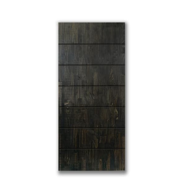 30 in. x 84 in. Hollow Core Charcoal Black-Stained Pine Wood Interior Door Slab