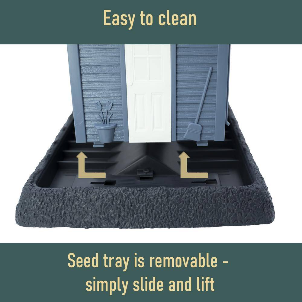 Large Blue and Gray Plastic Cottage Bird Feeder