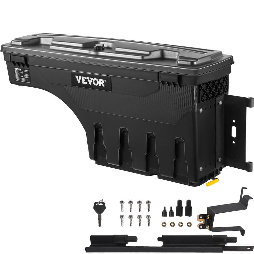VEVOR 28 in. ABS Truck Bed Storage Box 6.6 Gal. Passenger Side Truck Tool Box for Silverado 1500