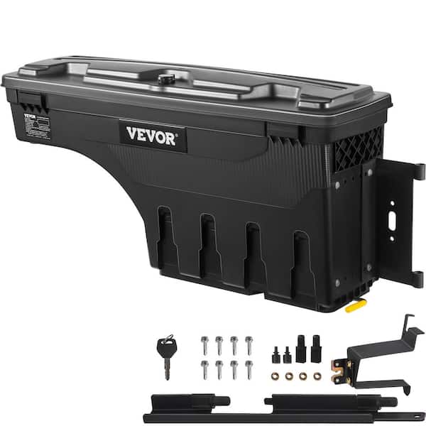 VEVOR 28 in. ABS Truck Bed Storage Box 6.6 Gal. Passenger Side Truck Tool Box for Silverado 1500 GMC Sierra 1500 2019-21,Black