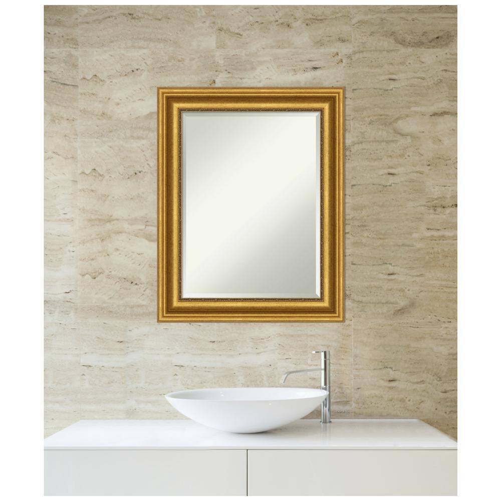 Parlor Gold Rectangular Beveled Bathroom Vanity Mirror