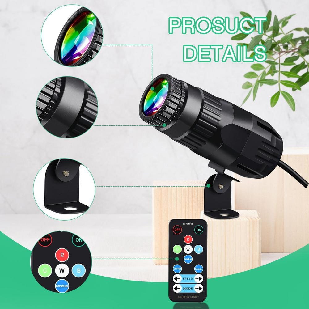 Czgor 15W RGBW LED Pinspot Light 3-Pack with Remote