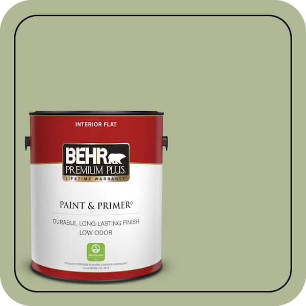 BEHR PREMIUM PLUS 1 gal. #PPU11-08 Moss Print Flat Low Odor Interior Paint & Primer