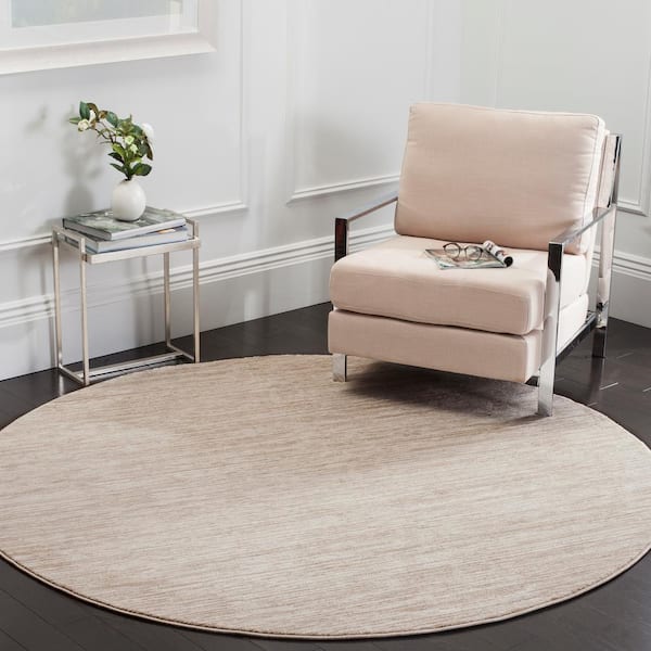 Vision Cream 3 ft. x 3 ft. Solid Marle Round Area Rug